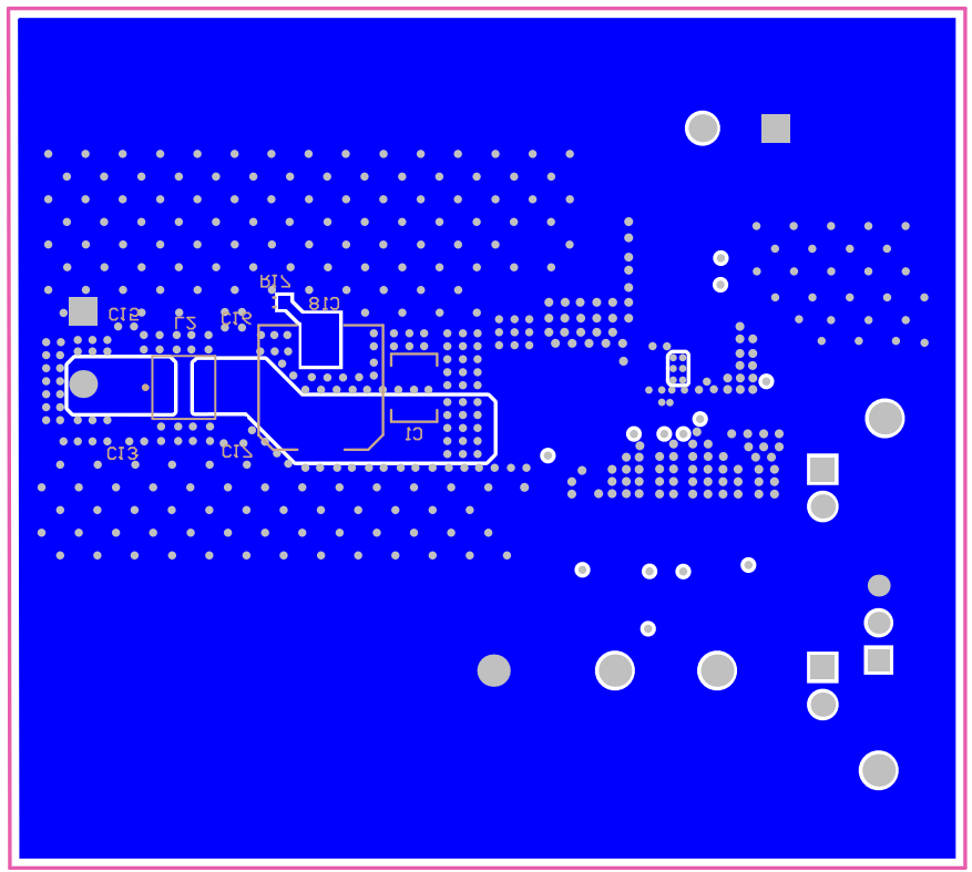 TPSM84338EVM 底層覆銅（頂視圖）