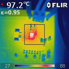 TPSM84338EVM 熱性能，VIN = 24V，IOUT = 3A，Tamb = 25°C，無氣流