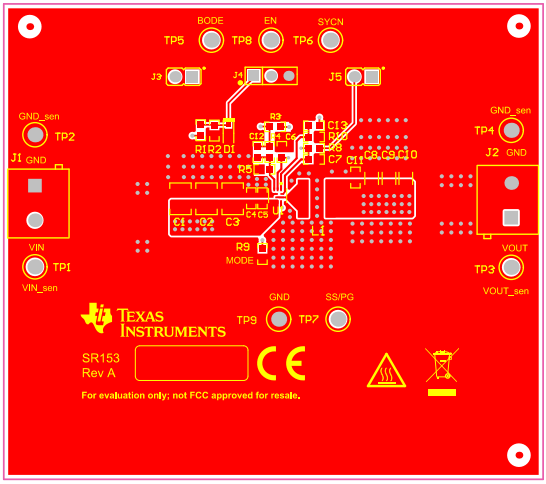 TPS543521EVM 頂層銅（頂視圖）