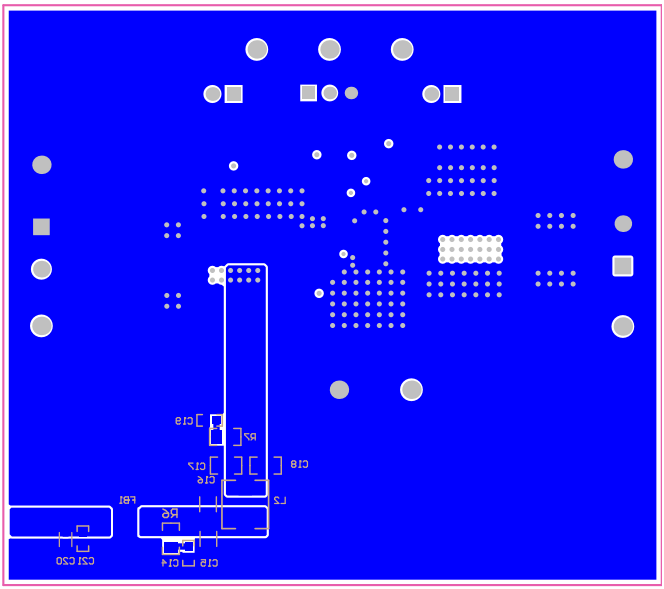 TPS543521EVM 底層覆銅（頂視圖）