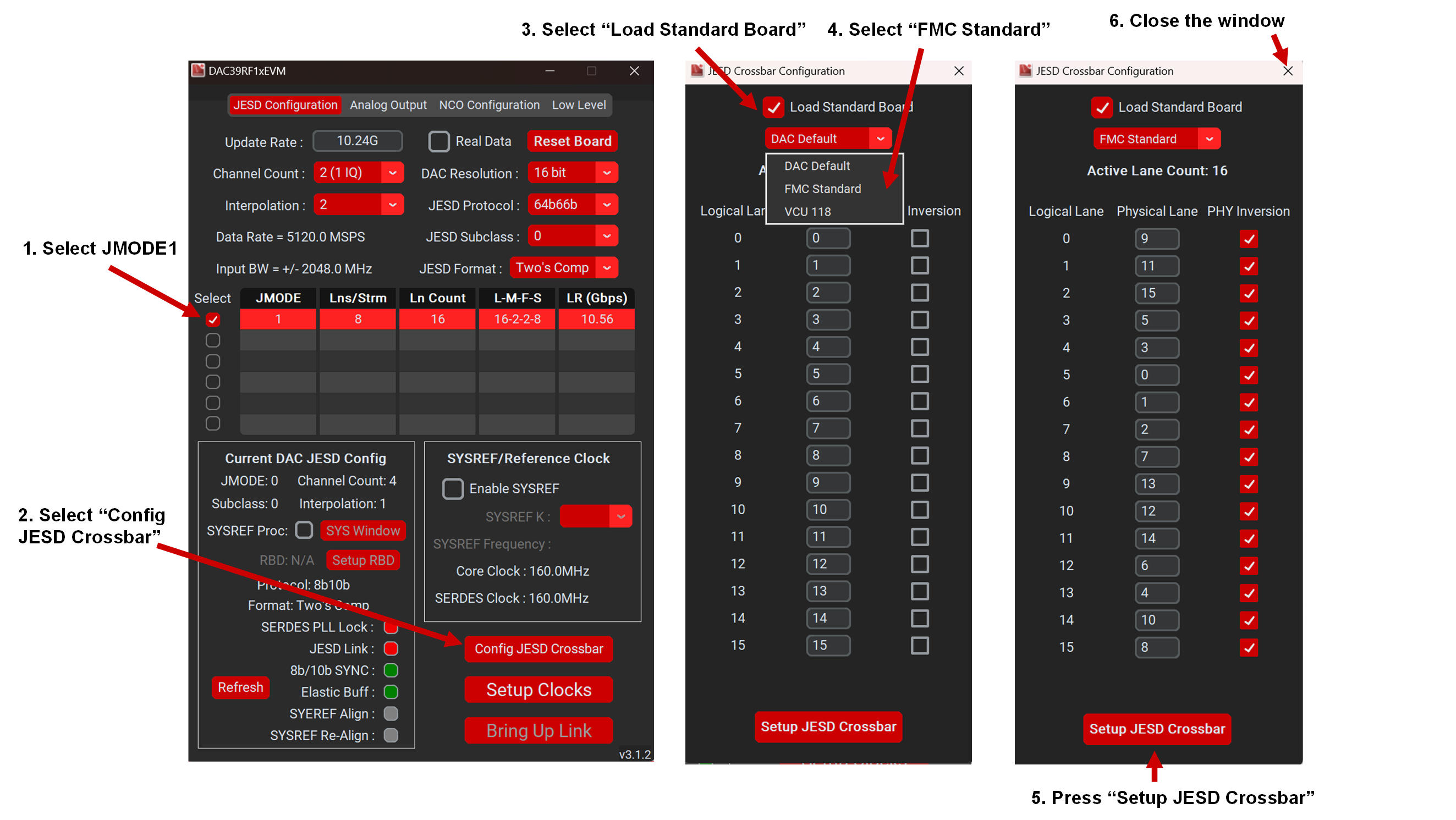 DAC39RF12EVM DAC39RF12EVM GUI 配置，步驟 1