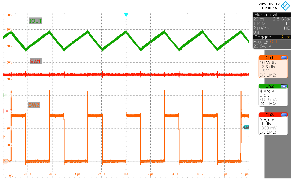 LM251772 SW1、SW2、IL (VIN = 12V，VOUT = 28V，IOUT = 5A)