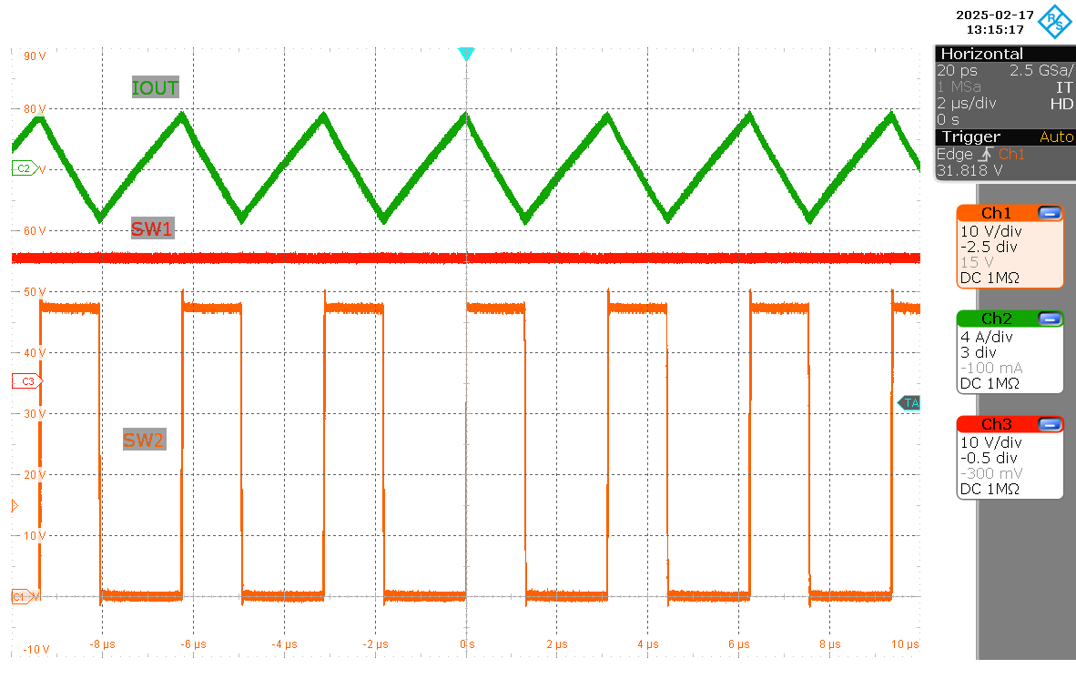 LM251772 SW1、SW2、IL (VIN = 20V，VOUT = 48V，IOUT = 0A)