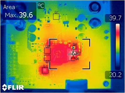 LM251772 熱像圖：VIN = 20.0V，VOUT = 12.0V，IOUT = 5.0A，無強(qiáng)制空氣冷卻