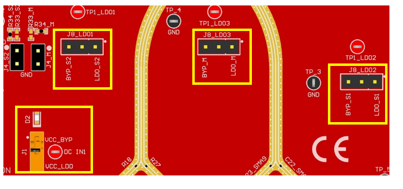 LMX1205MSEVM EVM 電源跳線配置
