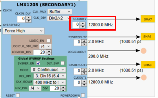 LMX1205MSEVM 更改時(shí)鐘路徑輸出延遲的軟件配置