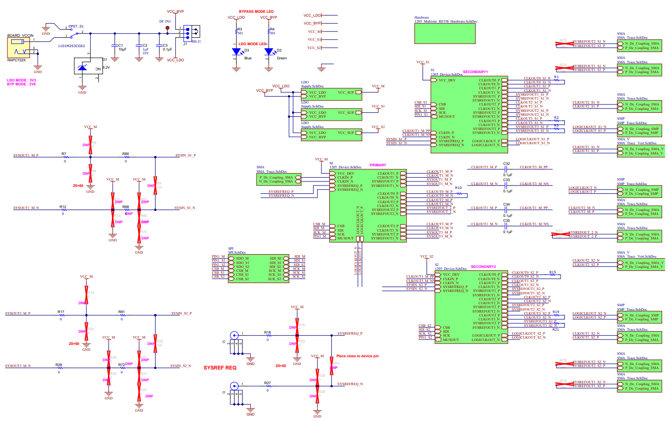 LMX1205MSEVM LMX1205 多站點(diǎn) EVM 原理圖