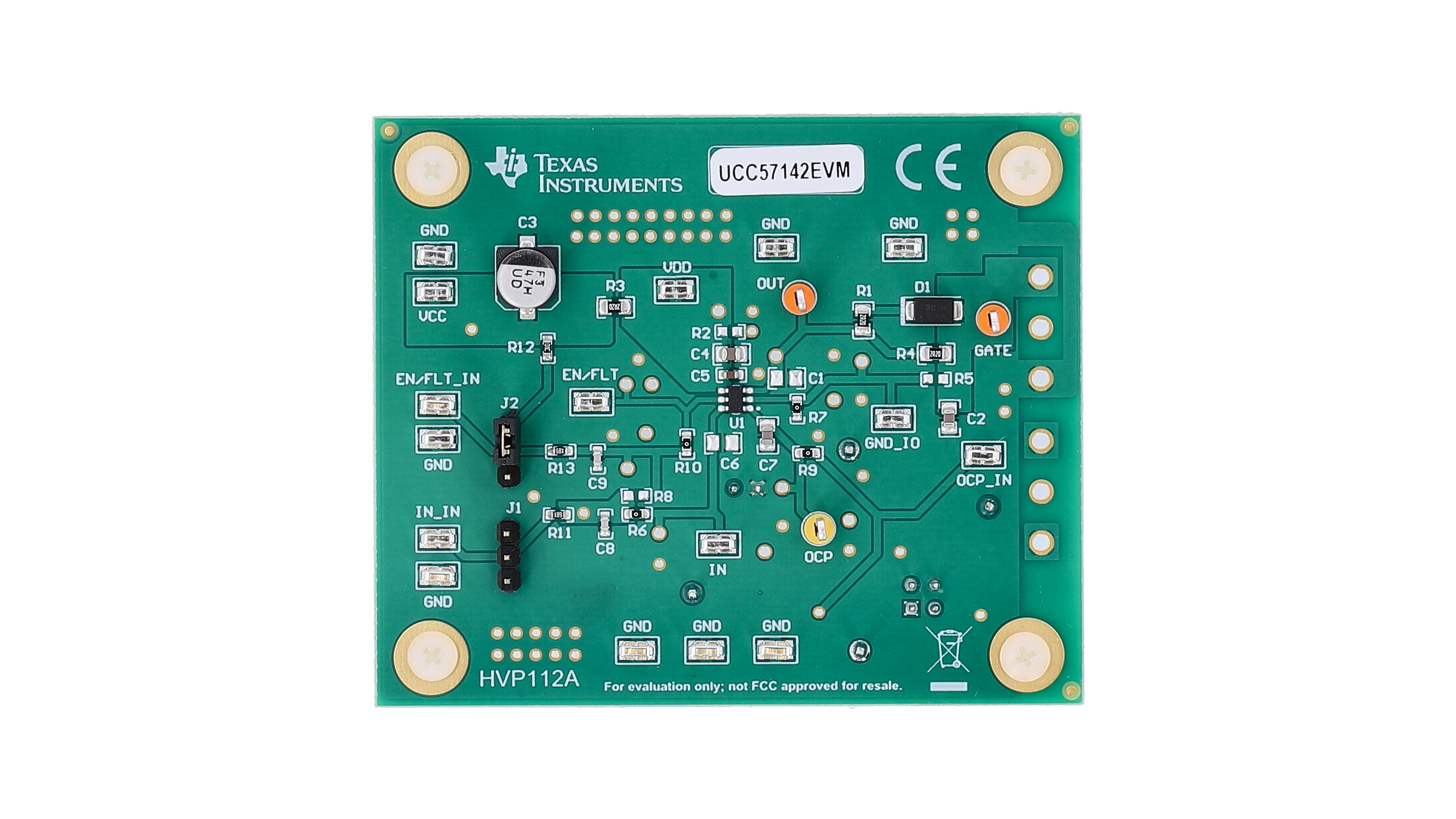 UCC57142EVM UCC57142EVM 的前面，支持 UCC57142 和 UCC57148 IC
