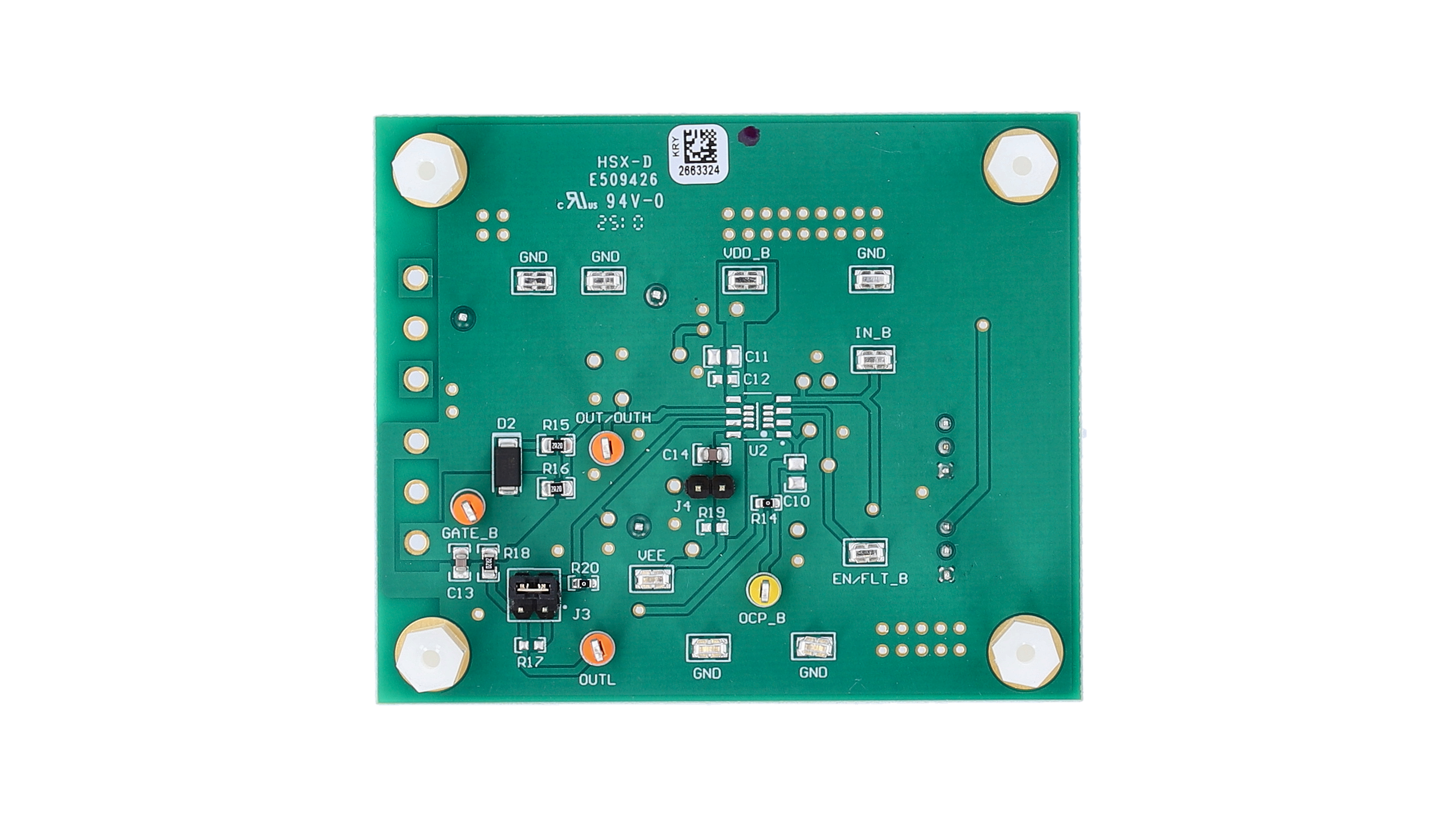 UCC57142EVM UCC57142EVM 的背面，支持 UCC57132B 和 UCC57138C IC