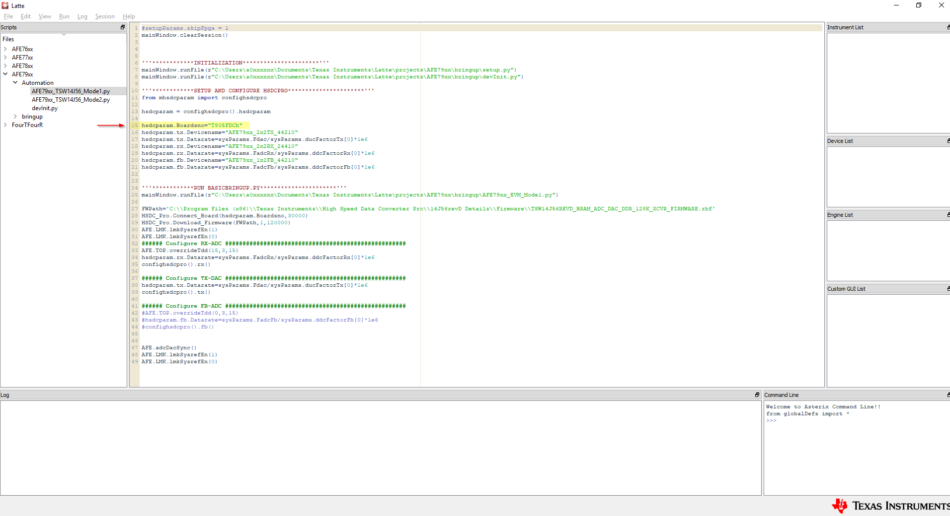 TRF-LSC-AFE7950EVM TSW14J56 EVM 序列號位置