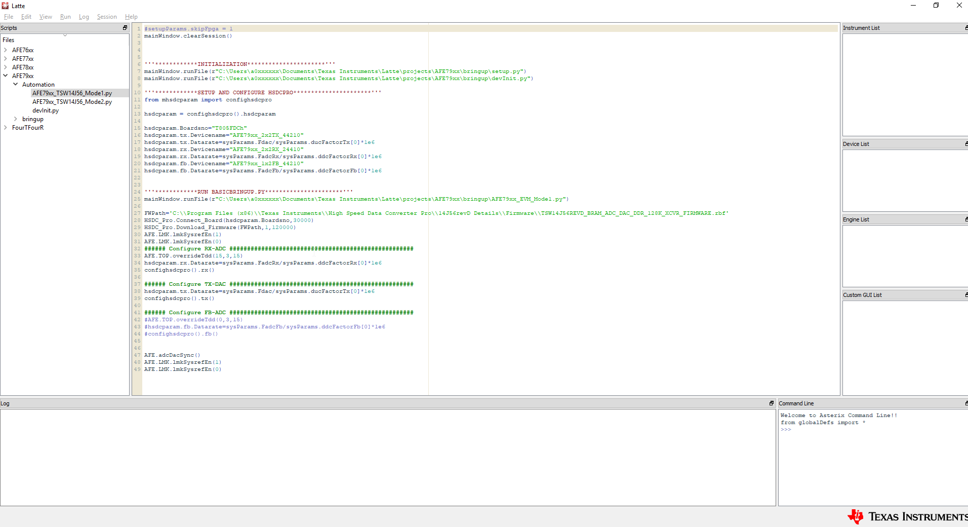 TRF-LSC-AFE7950EVM AFE79xx 模式 1 自動配置腳本