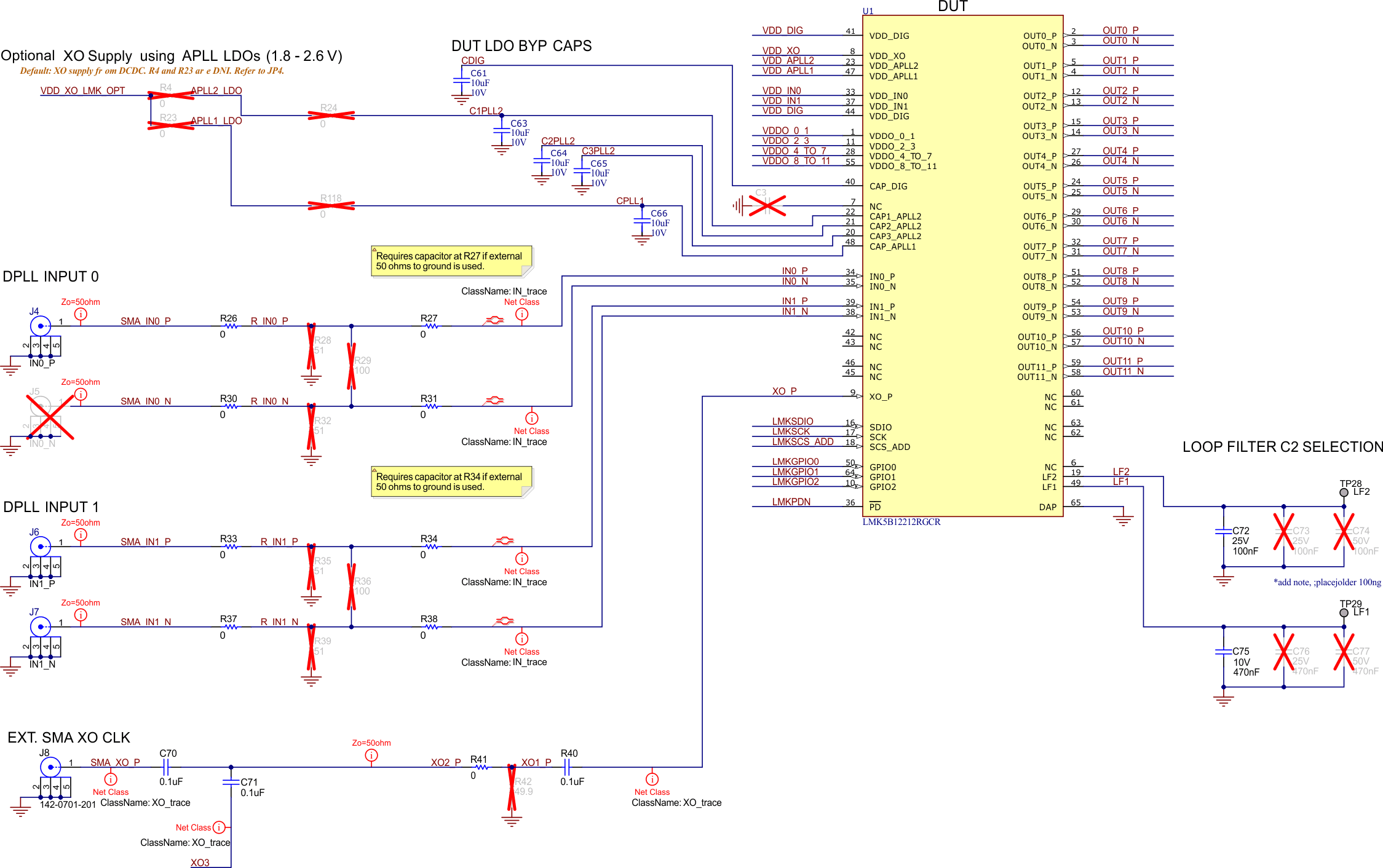 LMK5B12212EVM LMK5B12212 和輸入基準(zhǔn)輸入 IN0 至 IN1