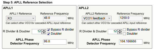 LMK5B12212EVM 第 5 步：APLL 基準(zhǔn)選擇