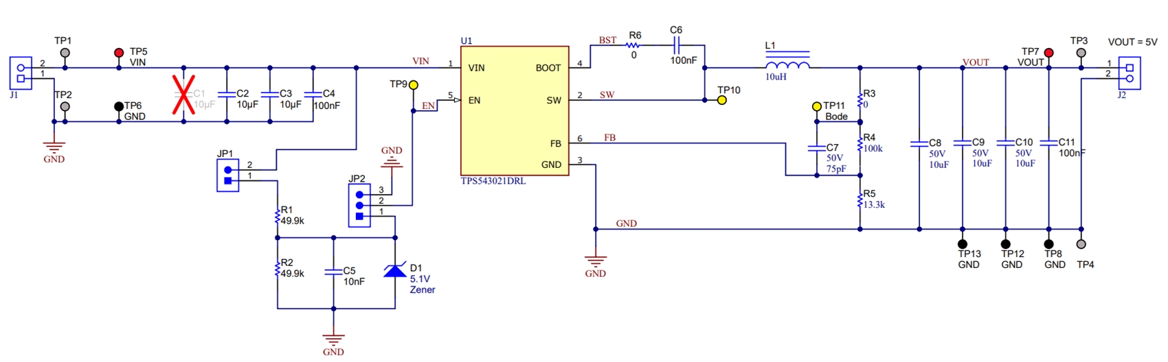 TPS543021EVM TPS542021EVM 原理圖