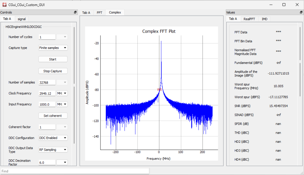 AFE7900EVM AFE7920EVM TSW14J58EVM 3.5GHz NCO 時(shí)的典型 RXADC 10MHz 單頻性能